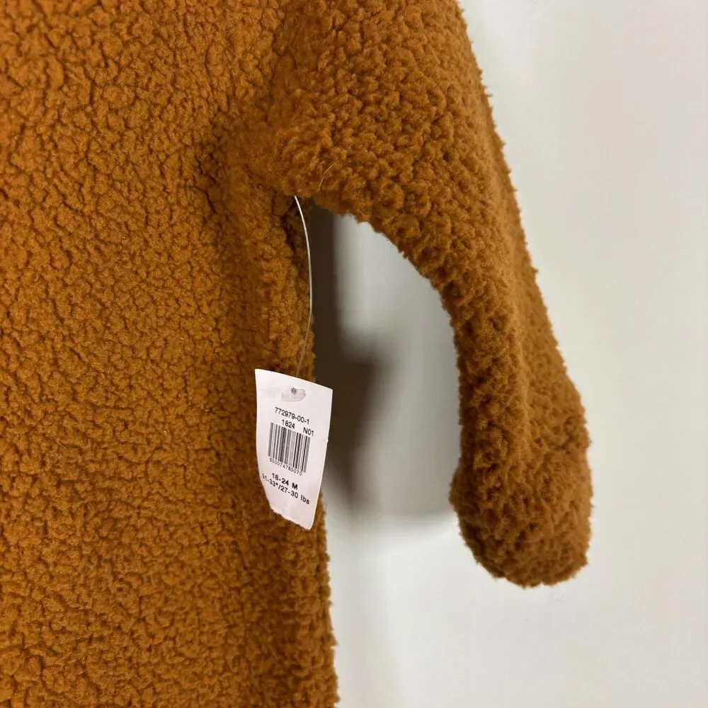 NWT Old Navy Sherpa Deer Hood One-Piece Bunting Brown Boy Girl Baby 18-24 Months
